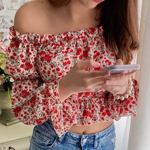 Fashion Nova Floral Off Shoulder Blouse